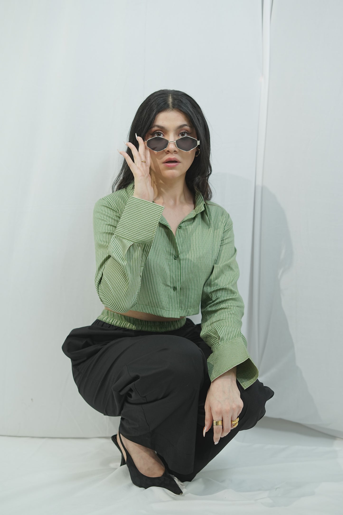 Striped Sage Green Set