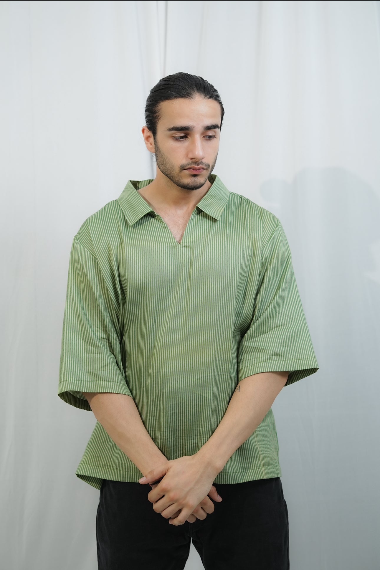 Men’s Striped Green Shirt