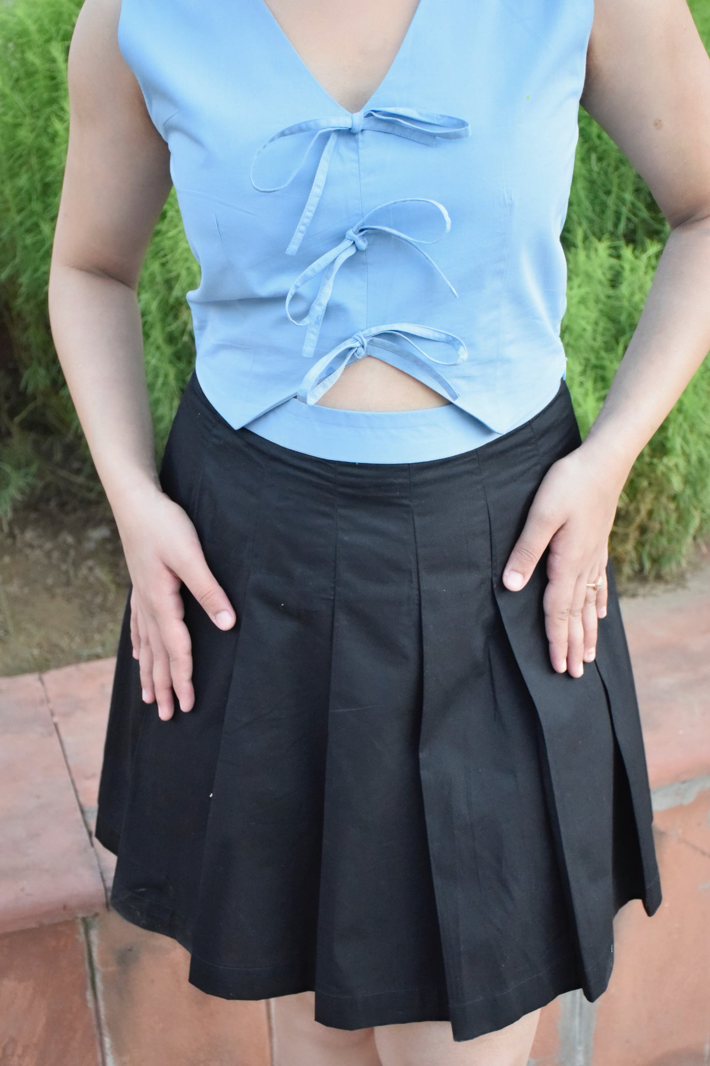 Tailored Crop Top & Pleated Skirt Set