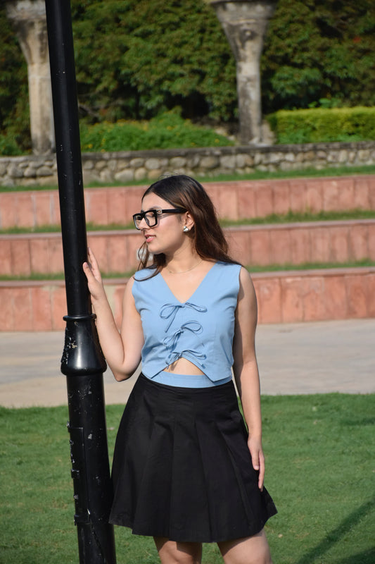 Tailored Crop Top & Pleated Skirt Set