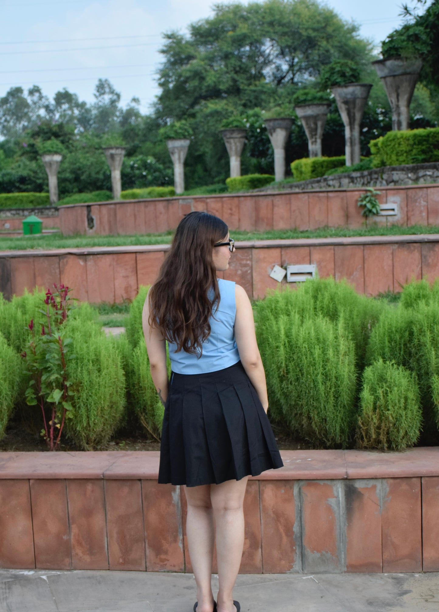 Tailored Crop Top & Pleated Skirt Set