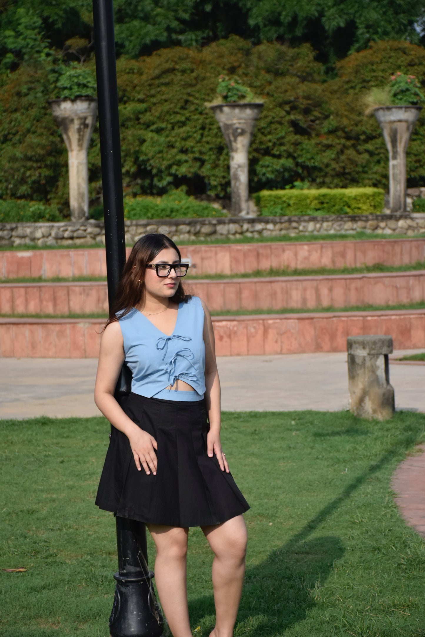 Tailored Crop Top & Pleated Skirt Set