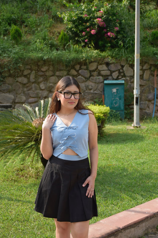 Tailored Crop Top & Pleated Skirt Set