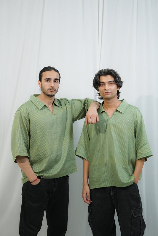 Men’s Striped Green Shirt