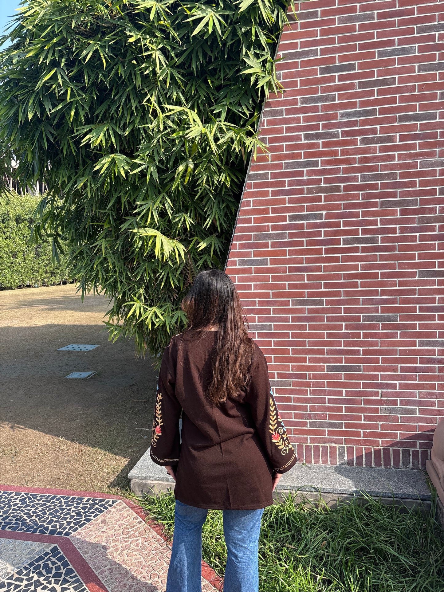 Woollen Kashmiri Pheran Short-Brown